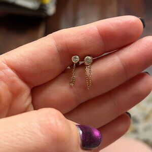 Catbird 14k diamond stud + chain hoop earrings (pair)